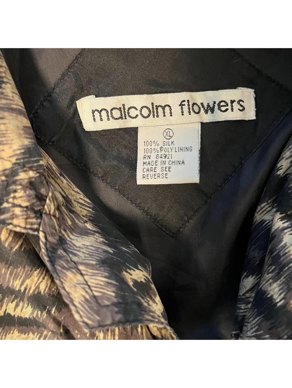 Malcolm Flowers XL Silk Tiger Print Bomber Jacket with Black Fringe Detail - Picture 3 of 3